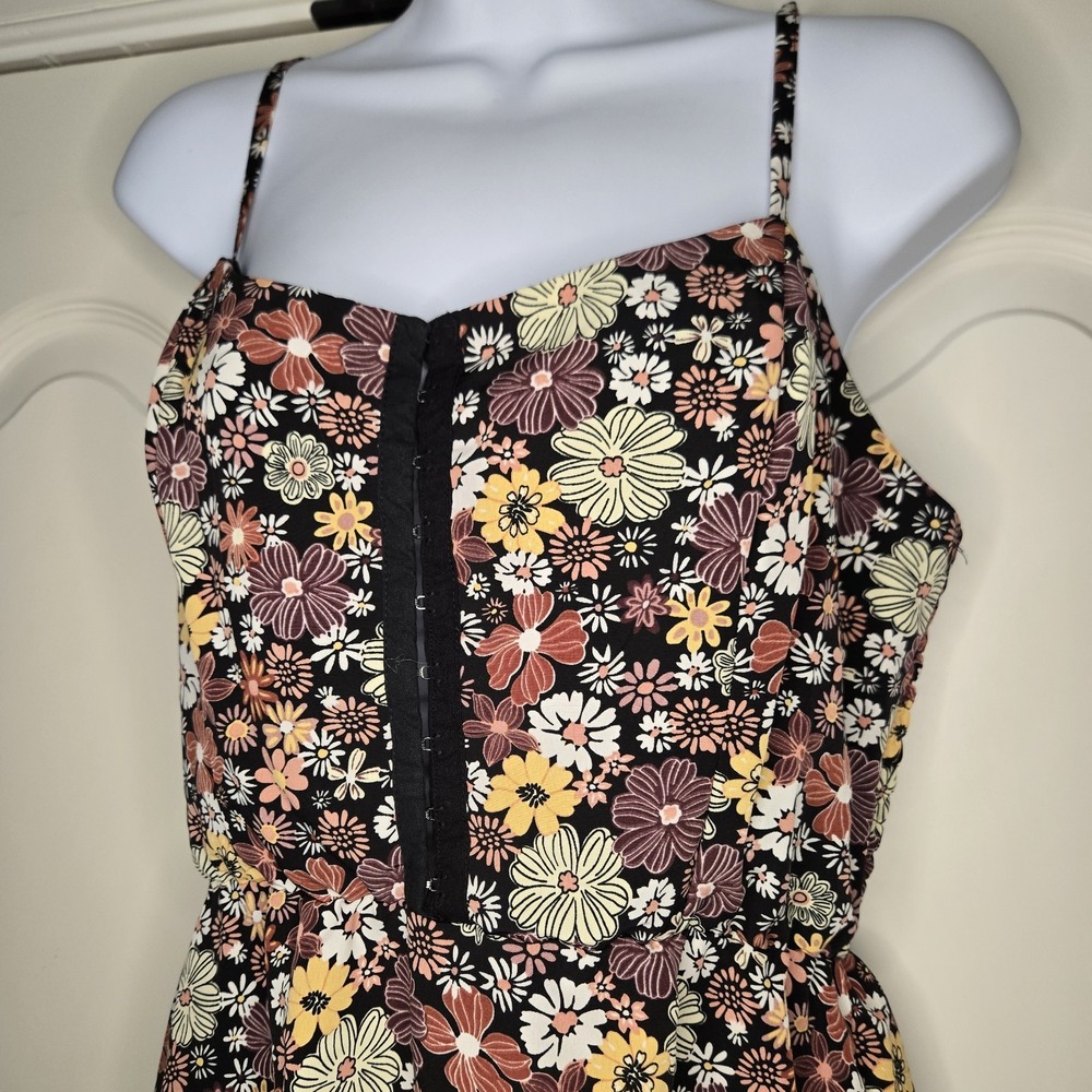 Lily Rose A-Line Dress Large Floral Polyester Spaghetti Straps Stretchy Back - Picture 2 of 11